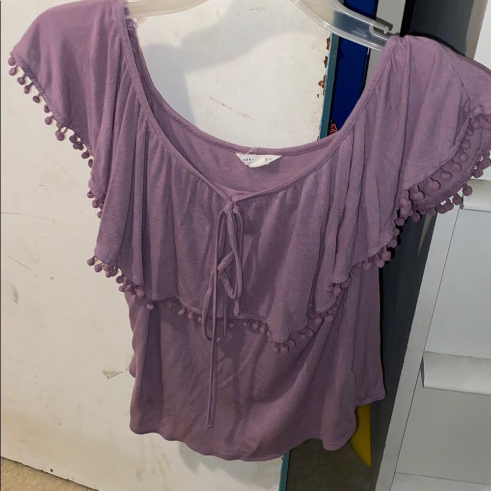 purple off the shoulder top